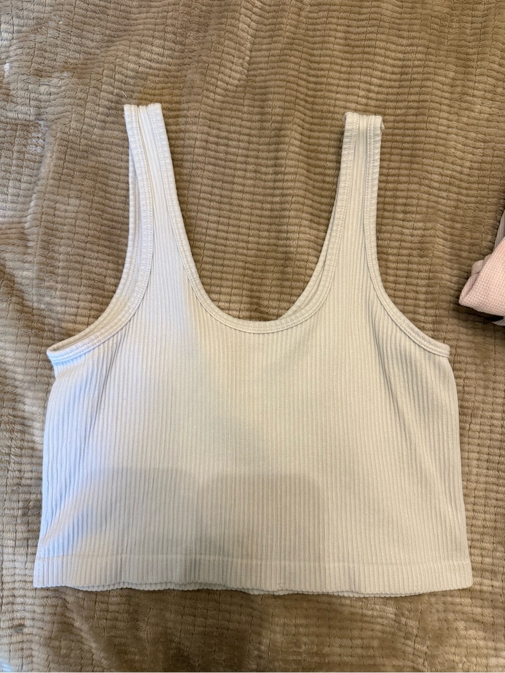 Cotton On Ribbed Scoop Crop Tank - White